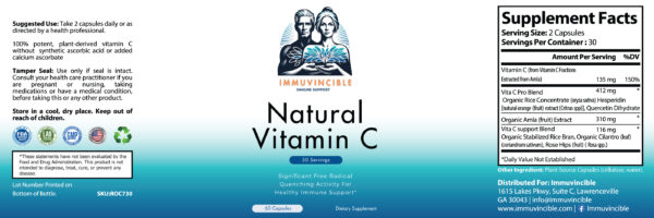 Natural Vitamin C Label